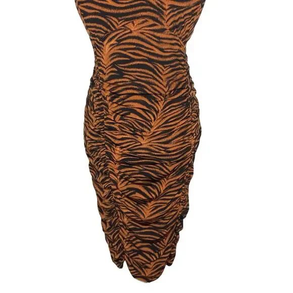 Torrid Studio Knit Shirred Bodycon Dress Brown Tiger Print 14 16 1X NWT Clubwear - Picture 6 of 16
